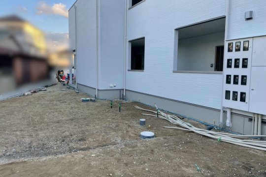 大阪府枚方市 Ⅰ様邸の新築外構工事・駐輪場の施工前-03